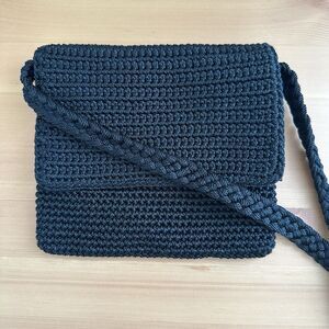 The Sak Black Woven Crossbody Flap Over Zippered Small Braided Bag